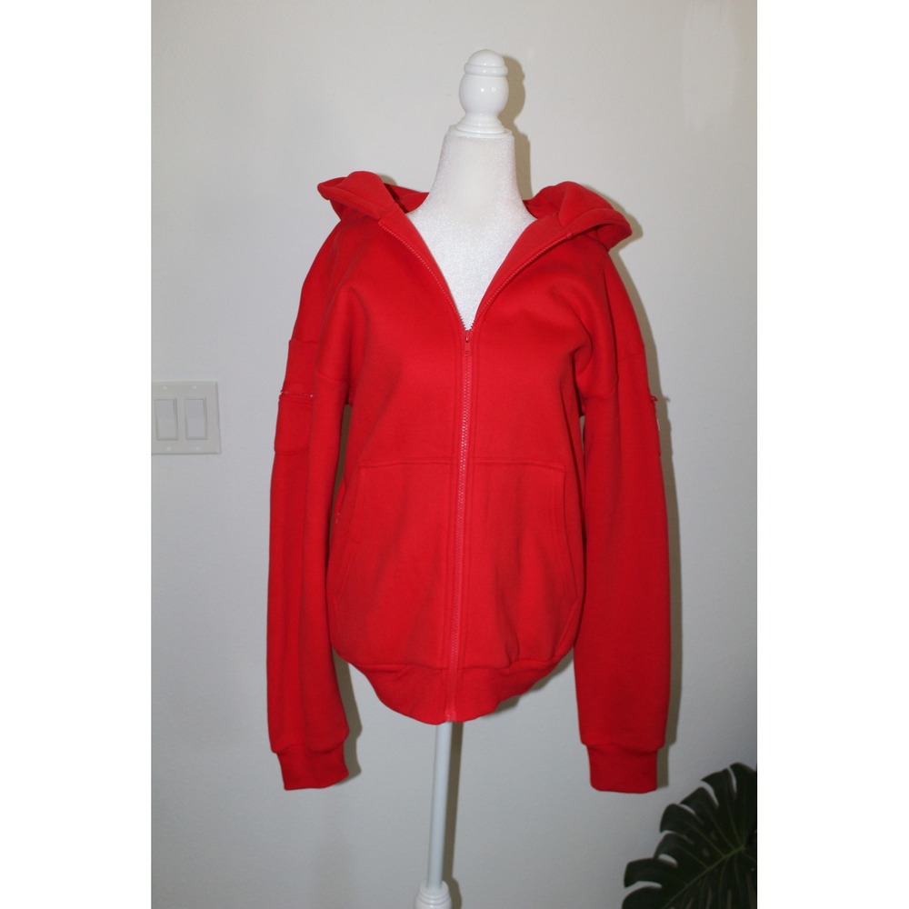 Comfrt Cloud Hoodie Red Full Zip Heavyweight Fleece Sweatshirt Small